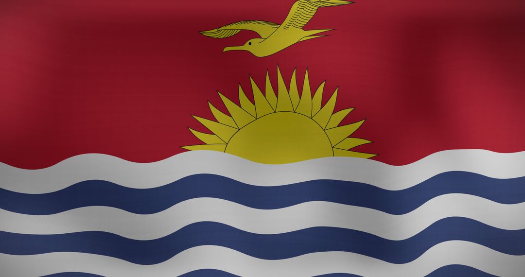 Waving Flag of Kiribati Featuring Sun and Bird - Free Images, Stock Photos and Pictures on Pikwizard.com