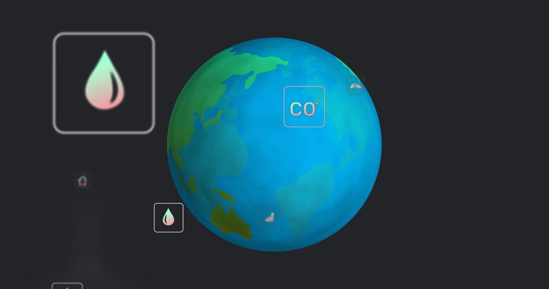 Stylized Earth Globe in Digital Dashboard for Environmental Data
