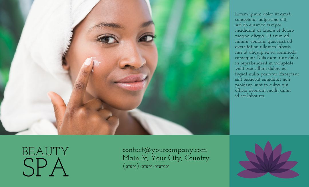 Woman Embracing Skincare Ritual in Serene Spa Setting