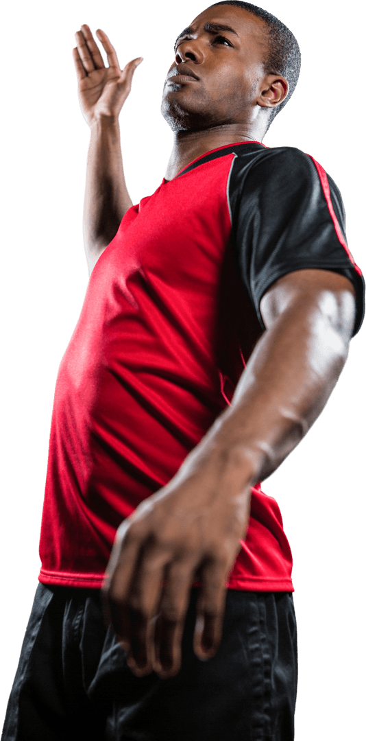 Athletic Male Throwing Pose on Transparent Background