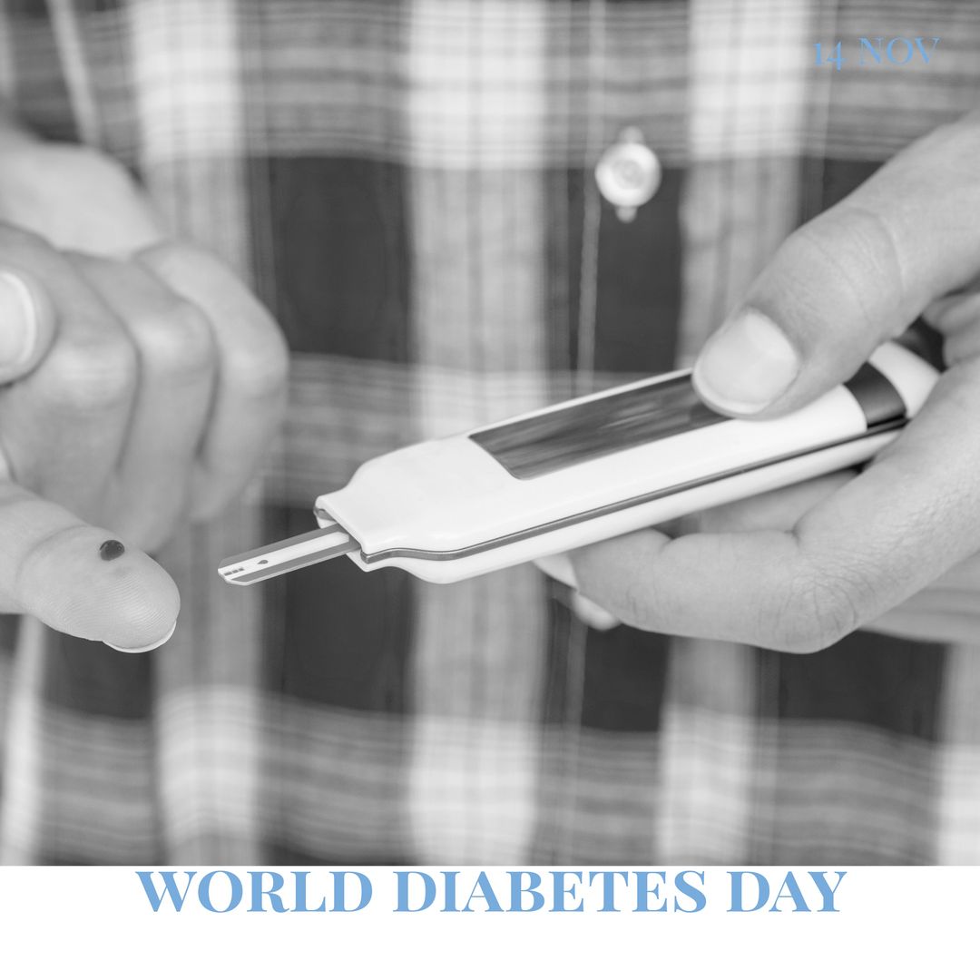 Close-up of Person Using Glucometer on World Diabetes Day - Download Free Stock Templates Pikwizard.com
