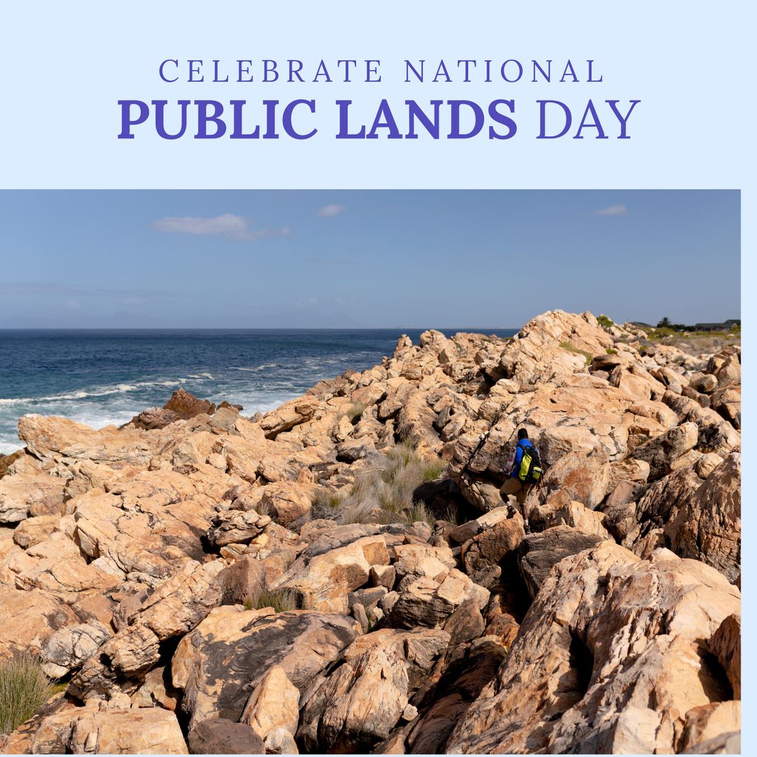 Hiker Exploring Rocky Shoreline on National Public Lands Day