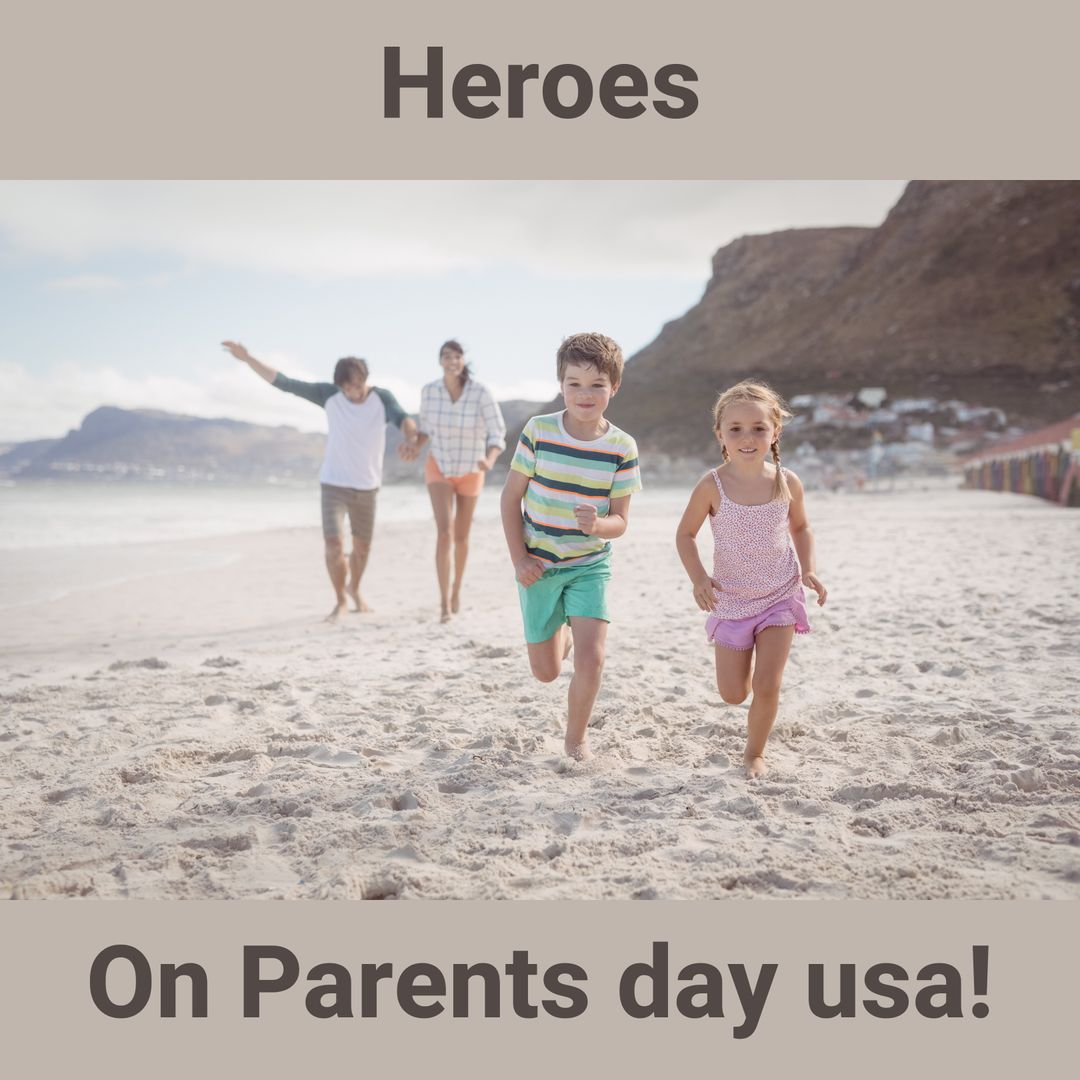 Happy Family Enjoying a Sunny Day at the Beach