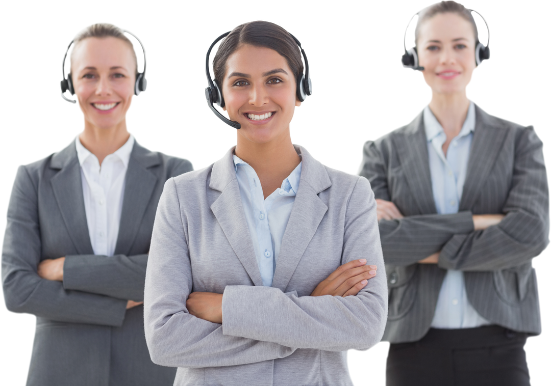 Transparent Diverse Call Center Team Wearing Headsets Displays Professional Unity - Download Free Stock Images Pikwizard.com