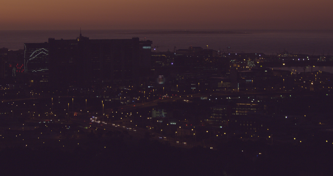 Transparent PNG of Night Cityscape with Glowing Lights and Setting Sun - Download Free Stock Images Pikwizard.com