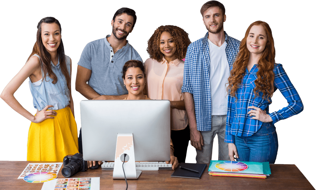 Diverse Creative Team Discussing Design Project at Transparent Desk