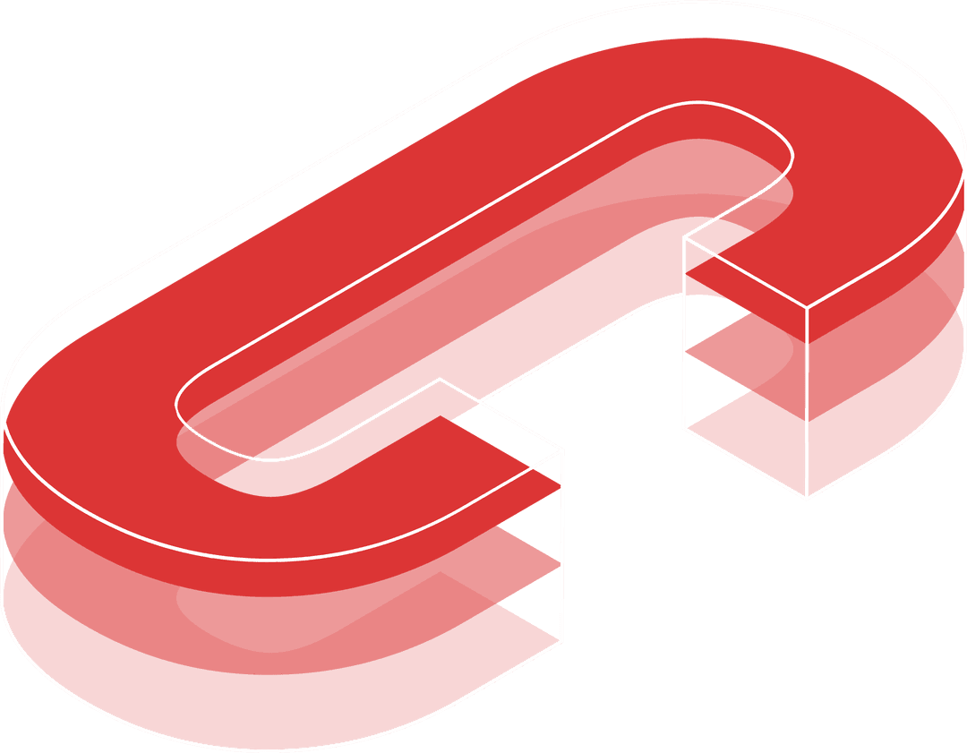 Transparent Red U-Shaped 3D Form Abstract Design