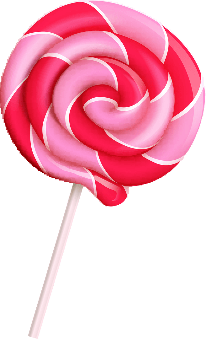 Vibrant Lollipop with Red Pink Swirls on Transparent Background