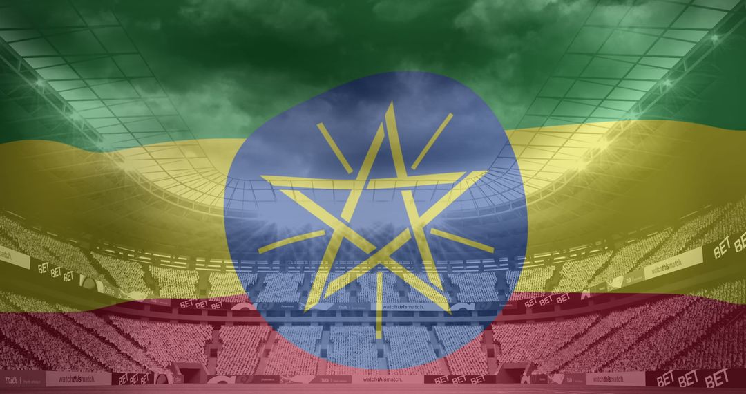 Ethiopian Flag Waving Over Modern Sports Stadium - Free Images, Stock Photos and Pictures on Pikwizard.com