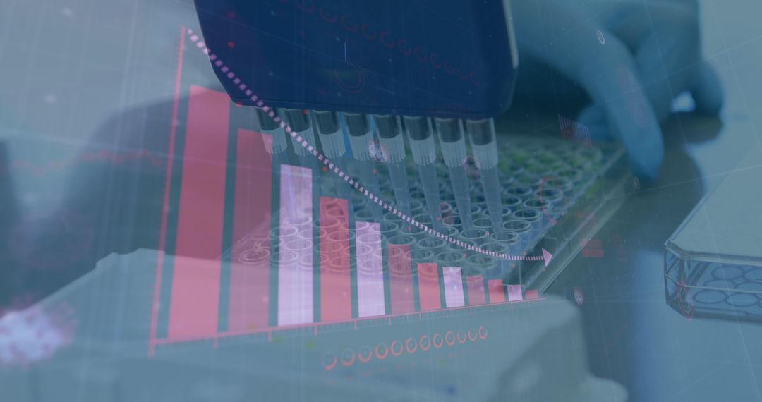 Scientist Analysing Lab Data with Digital Interface Visuals