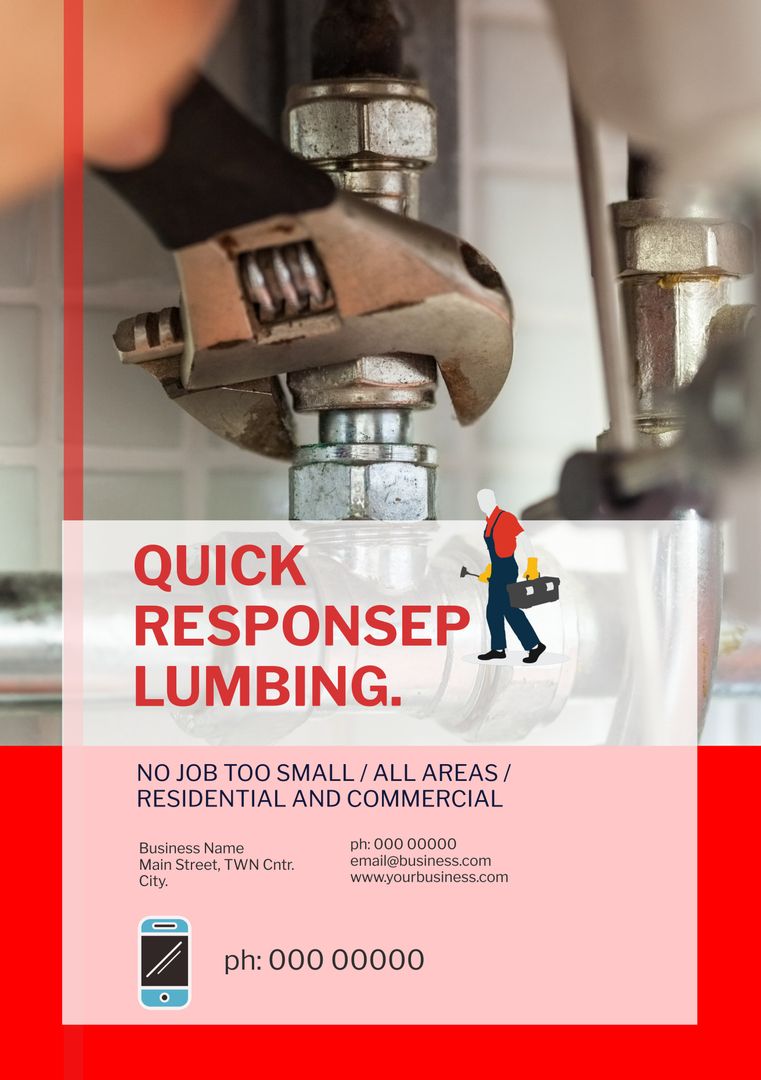 Emergency Plumbing Repair Service Ad Featuring Wrench - Download Free Stock Templates Pikwizard.com