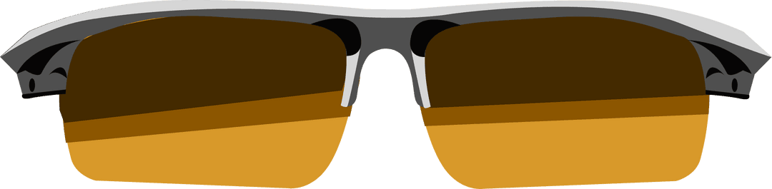 Transparent Metallic Grey Sunglasses with Amber Lenses on White
