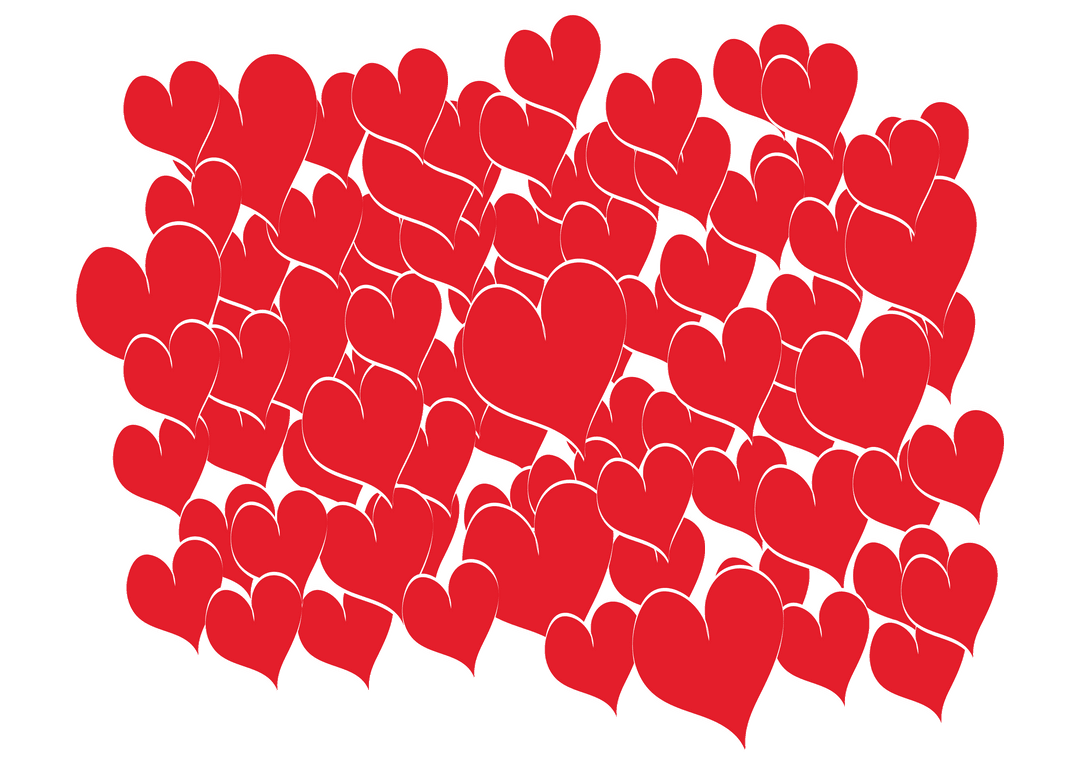 Red Hearts Pattern on Transparent Background for Valentine's Day