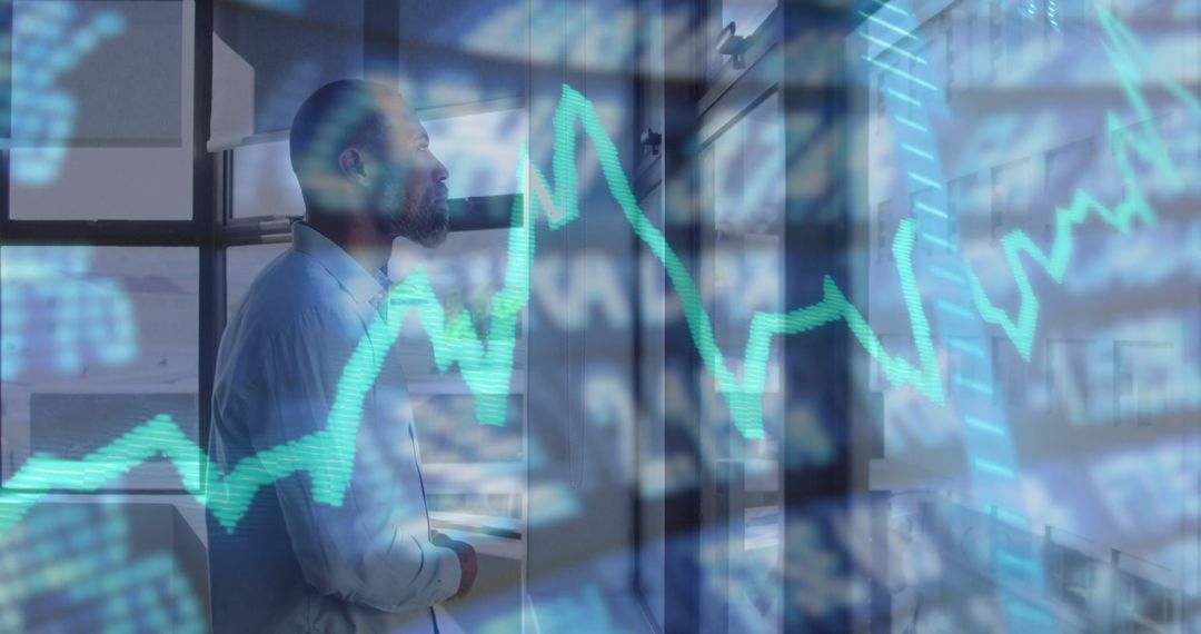 Business Analyst Observing Financial Chart in Modern Office