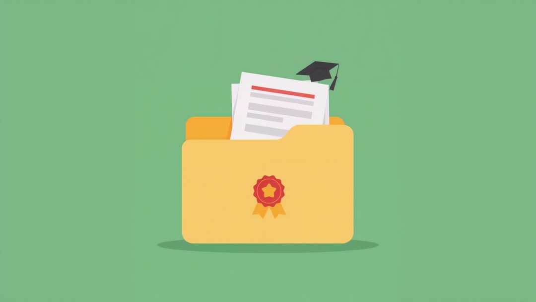 Credentials Folder with Academic Cap and Ribbon Symbol