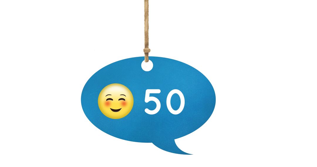 Speech Bubble with Smiling Emoji and Increasing Numbers