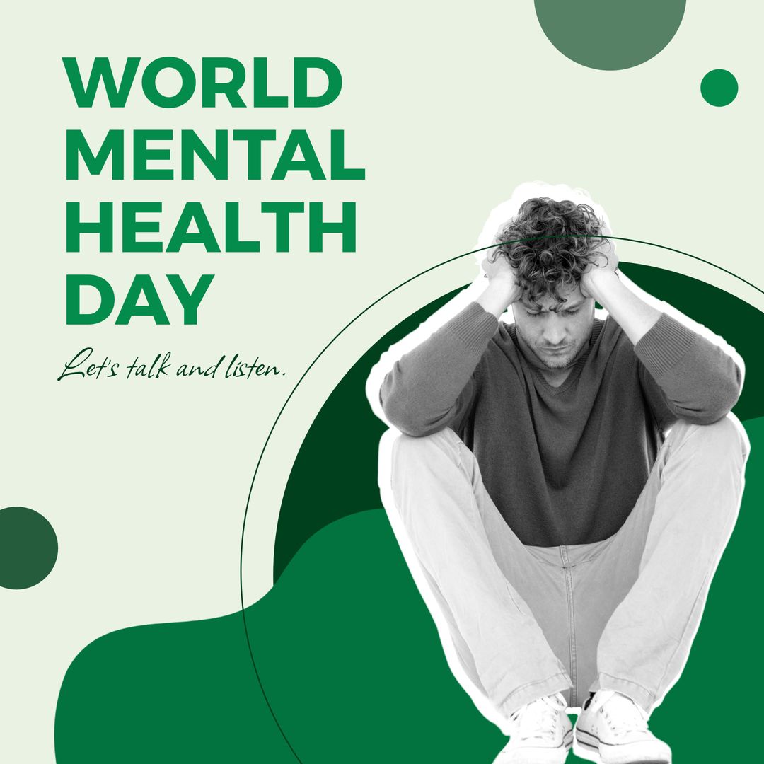 World Mental Health Day Awareness Concept with Caucasian Man Embracing Challenges