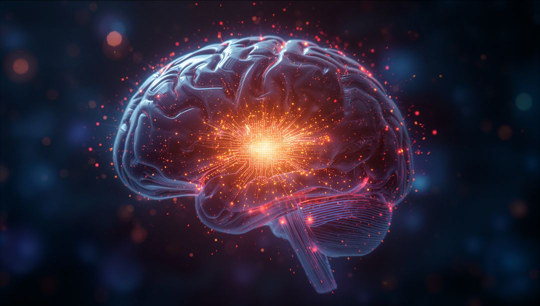 Glowing Neural Brain with Digital Pathways Futuristic Concept