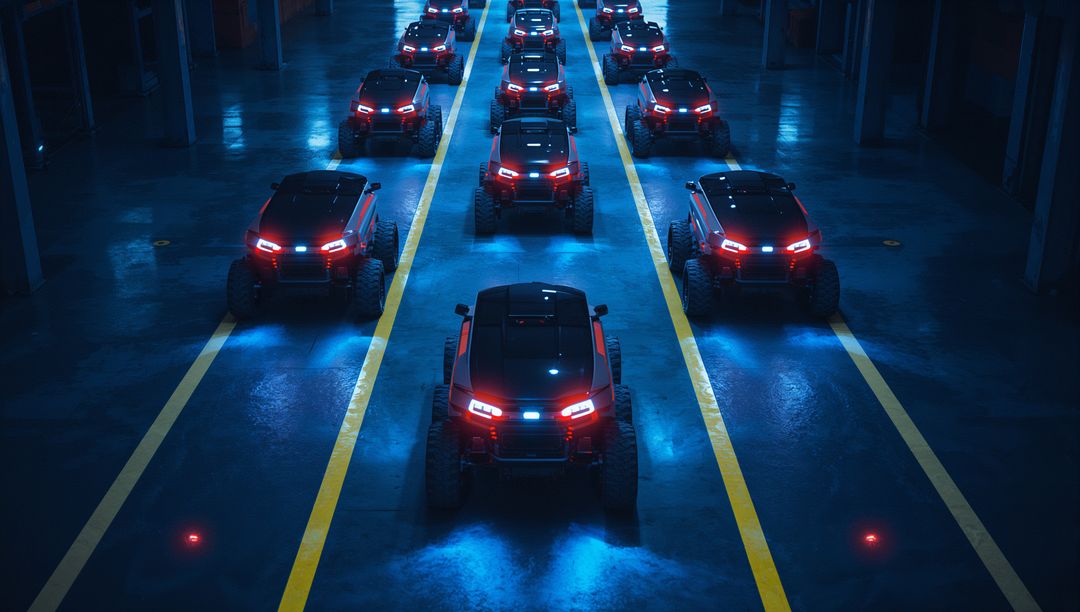 Autonomous Vehicle Fleets with Futuristic Red Underglow