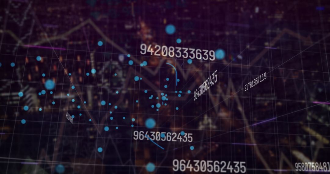 Abstract Data Visualization Over Cityscape Concept