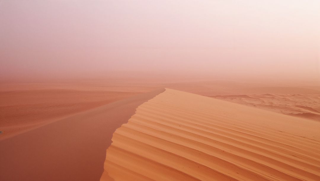 Serene Sand Dune Ridge in Desert with Sculpted Ripples