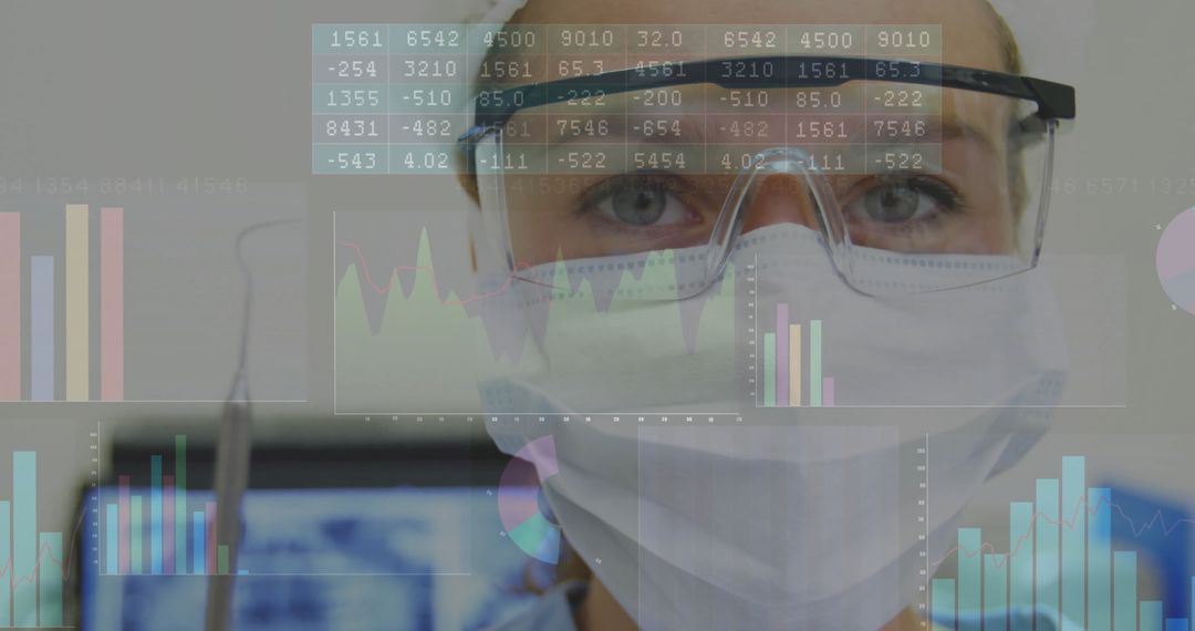 Caucasian Female Doctor Analyzing Digital Data Visualizations