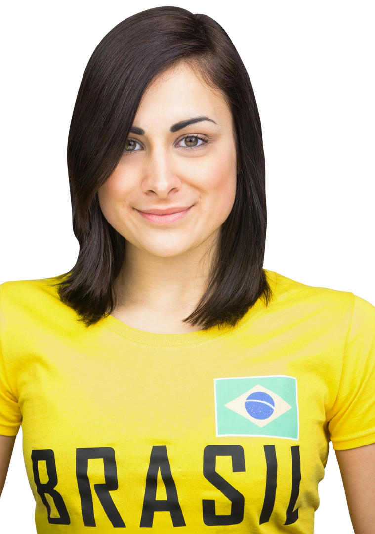 Beautiful Woman Wearing Brasil T-Shirt Isolated On Transparent Background - Download Free Stock Images Pikwizard.com