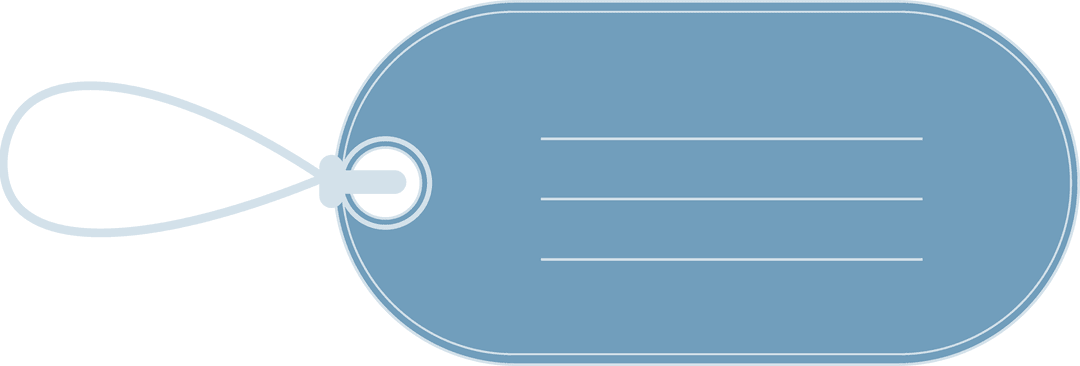 Blue Blank Label Tag Graphic on Transparent Background