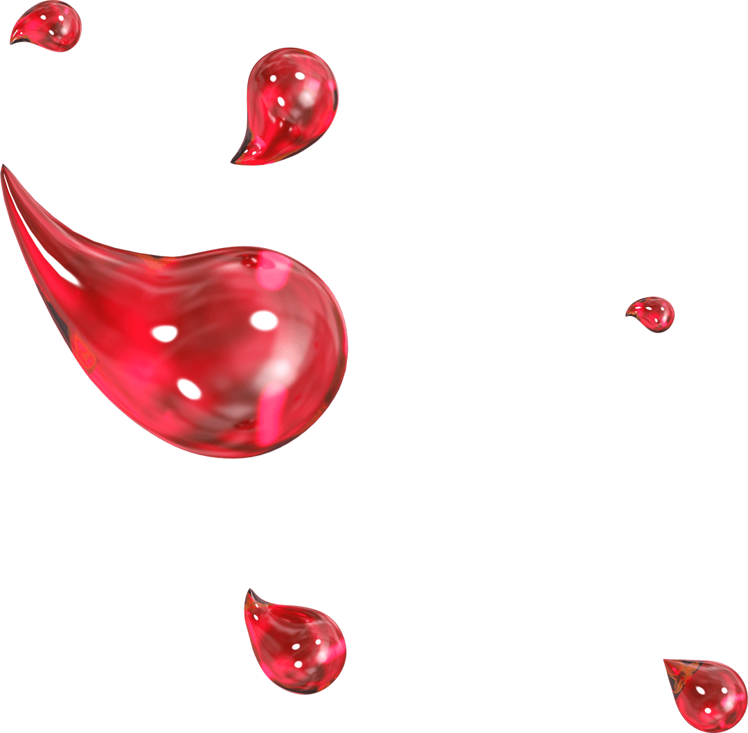 Red Transparent Water Drops with Glossy Finish