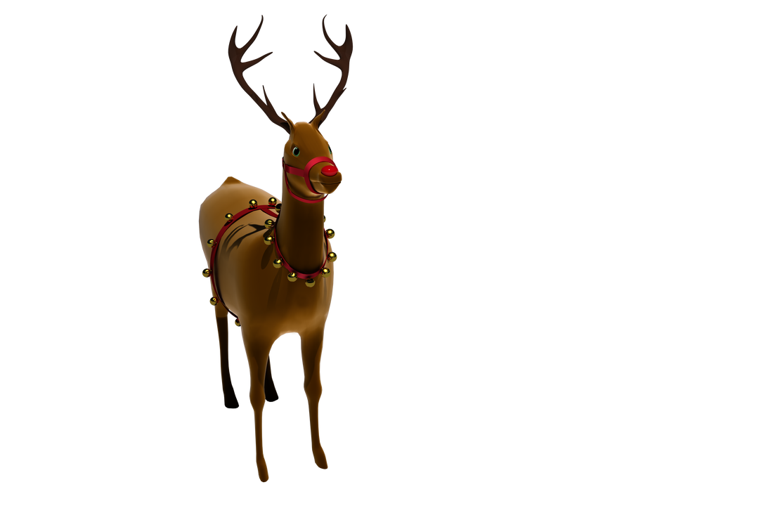 Transparent Digital Santa's Reindeer with Festive Bells - Download Free Stock Images Pikwizard.com