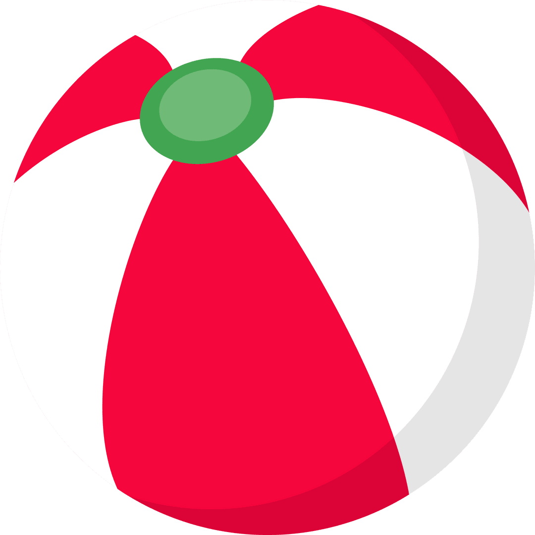 Vibrant Beach Ball with Red White Panels on Transparent Background