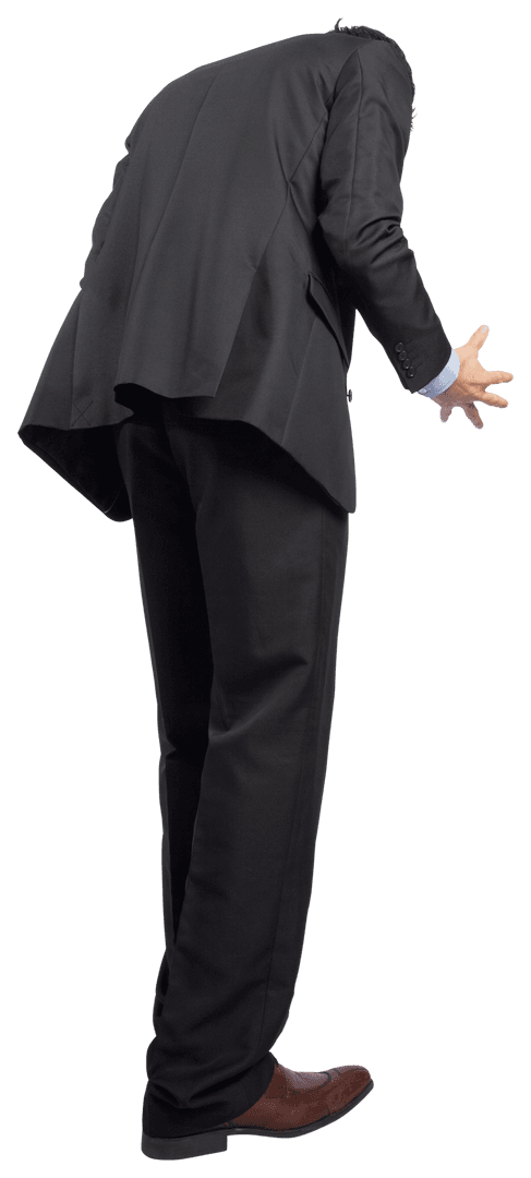 Back View of Professional Caucasian Businessman on Transparent Background
