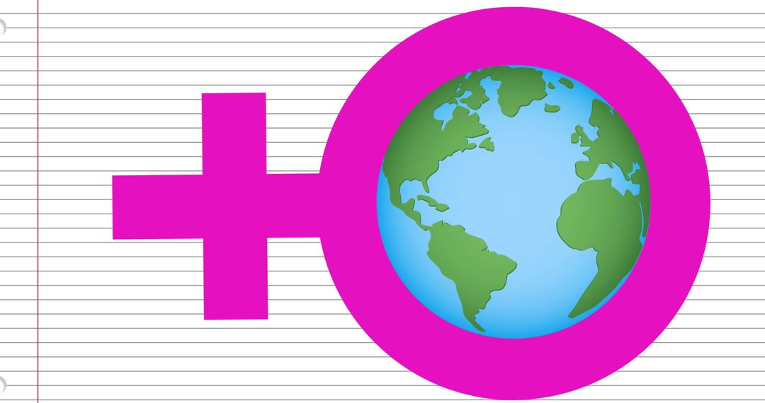 Globe in Female Symbol Representing Global Feminism Concept