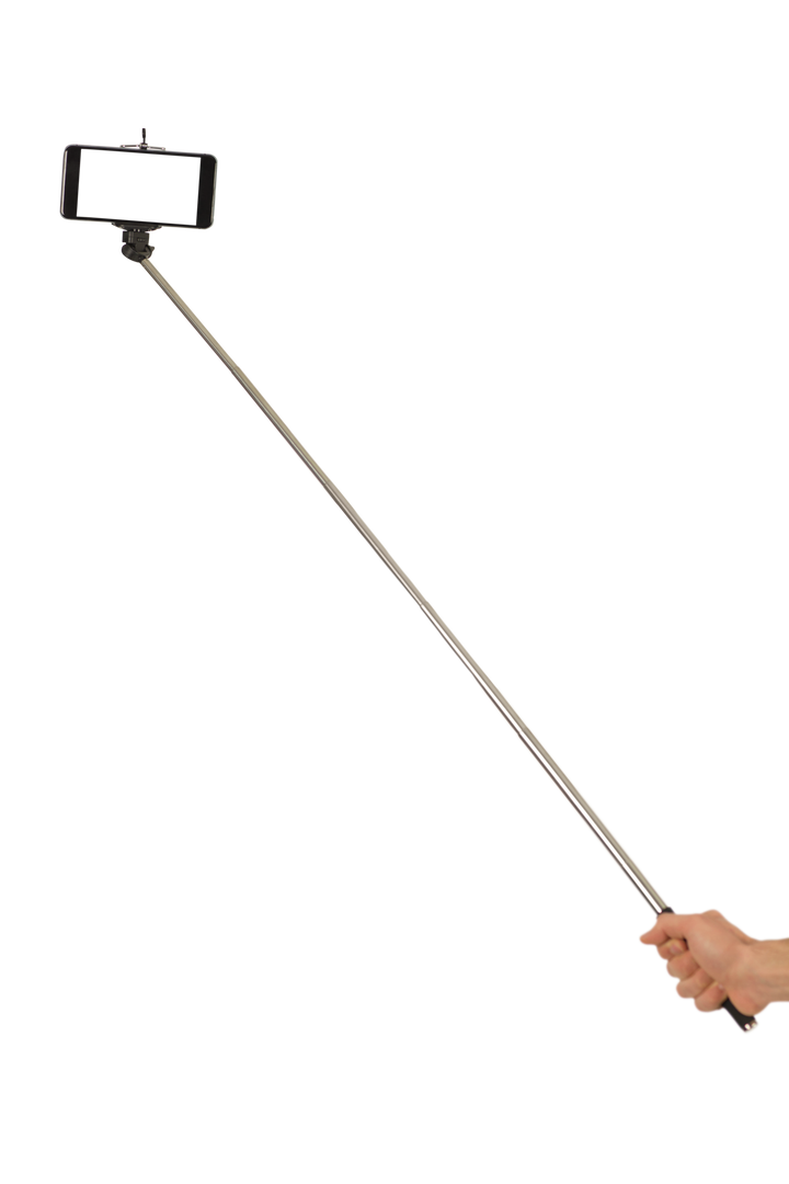 Transparent man using selfie stick studio shot - Download Free Stock Images Pikwizard.com