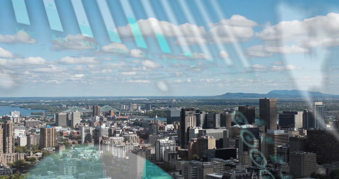 City Skyline Merging with Digital Data Visualizations