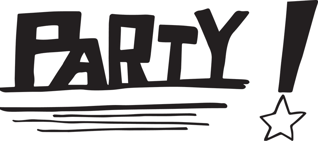 Party Celebration Text on Transparent Background for Festive Events