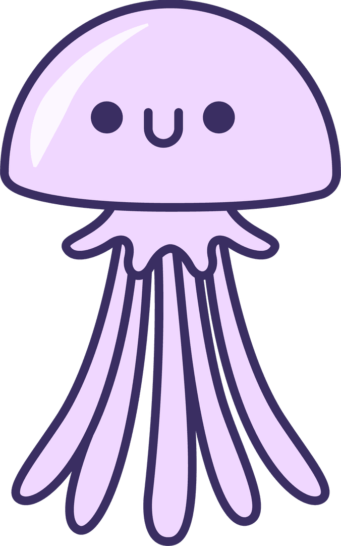 Playful Lavender Jellyfish on Transparent Background