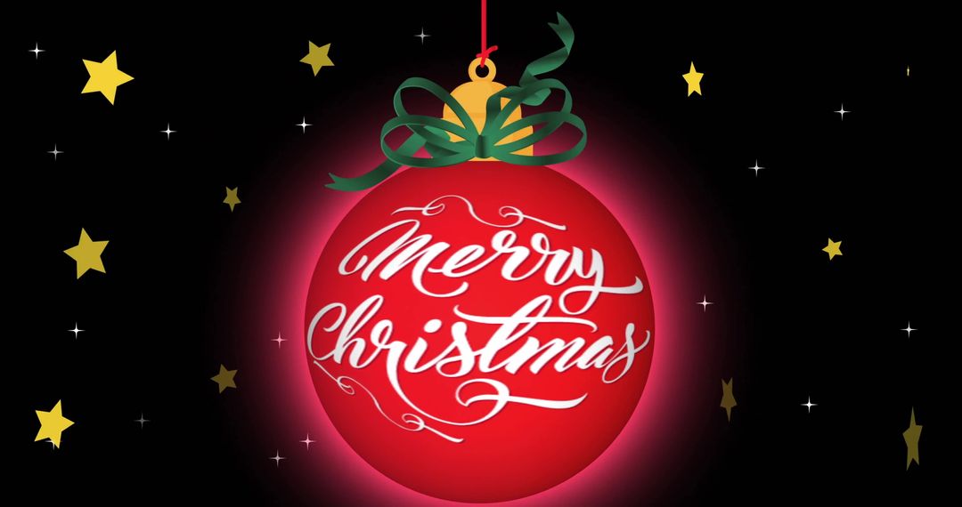 Red Christmas Ornament with Merry Christmas Text Design