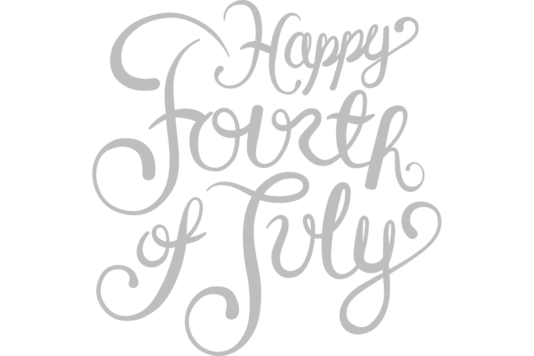 Festive Fourth of July Calligraphy on Transparent Background