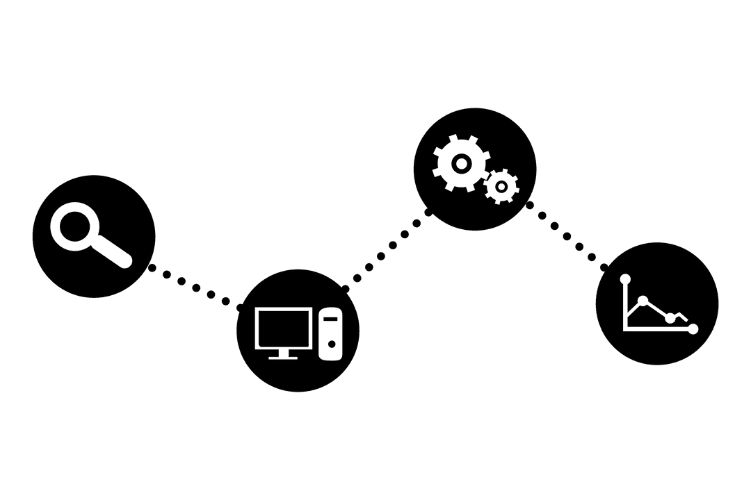 Business Workflow Icons on Transparent Digital Background