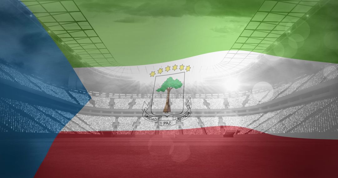 Equatorial Guinea Flag Overlay on Sports Stadium with Crowd - Free Images, Stock Photos and Pictures on Pikwizard.com