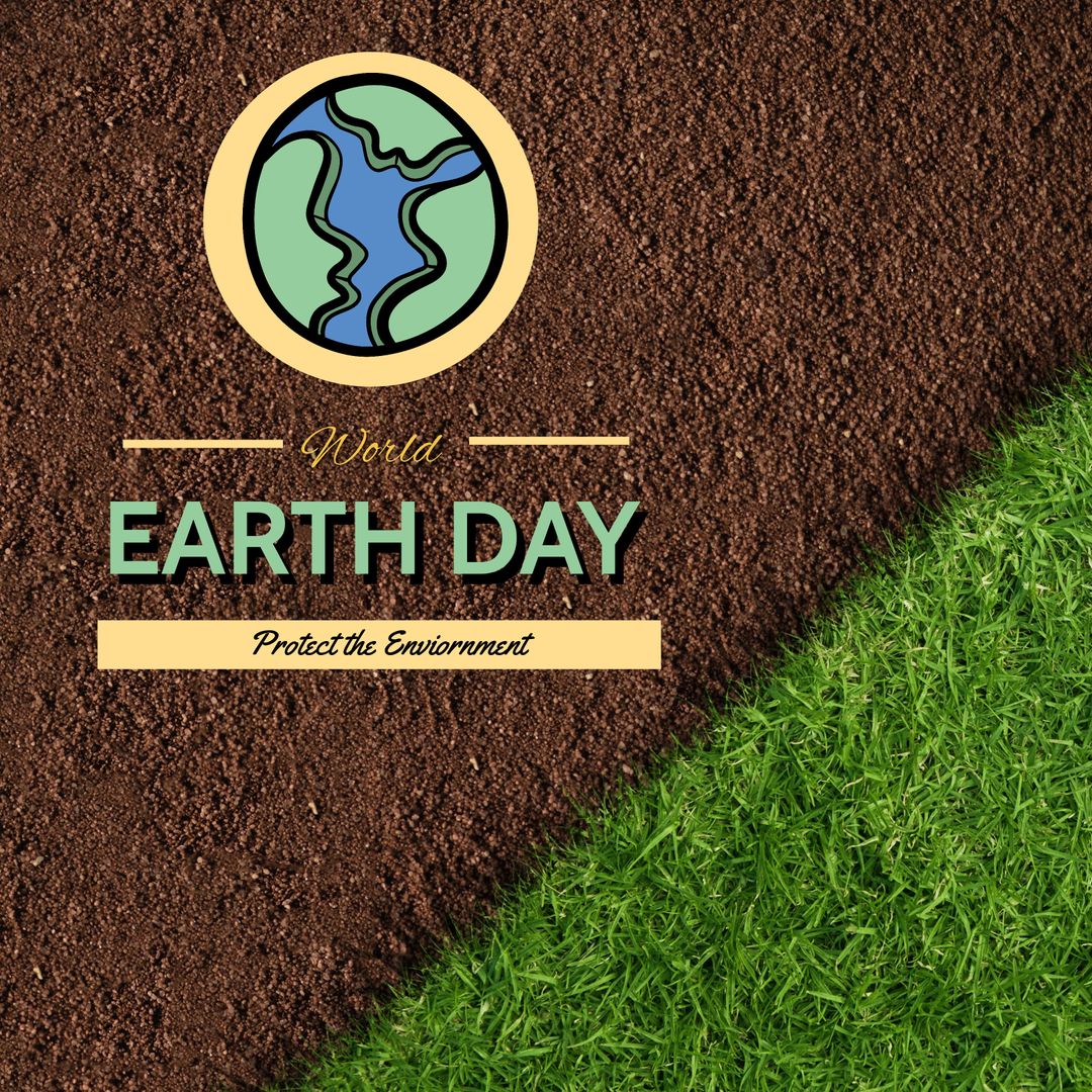 Earth Day Poster with Globe, Grass and Soil Graphic Design - Download Free Stock Templates Pikwizard.com