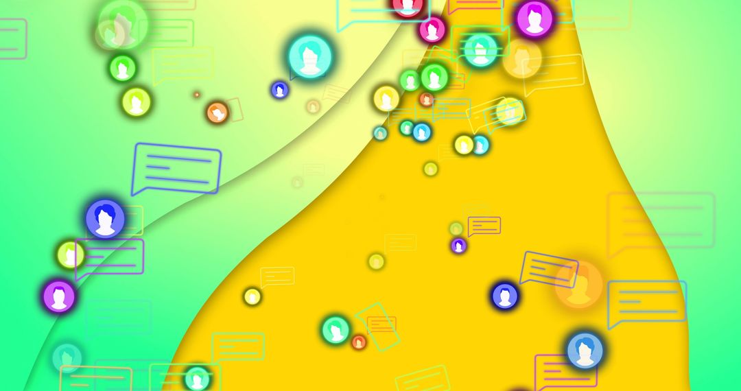 Digital Communication Icons on Vibrant Abstract Background