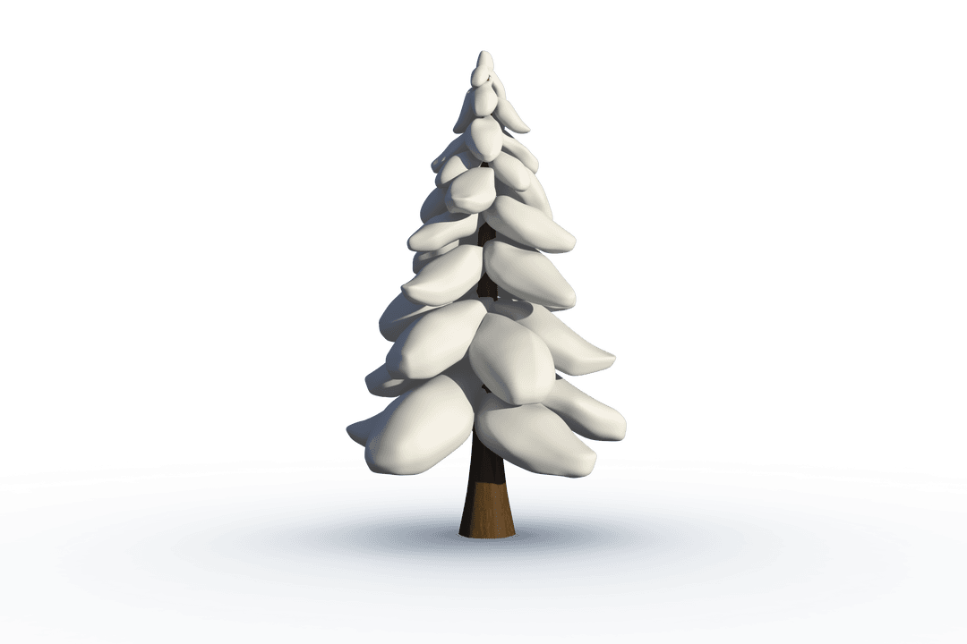 Snow Covered Christmas Tree Illustration on Transparent Background