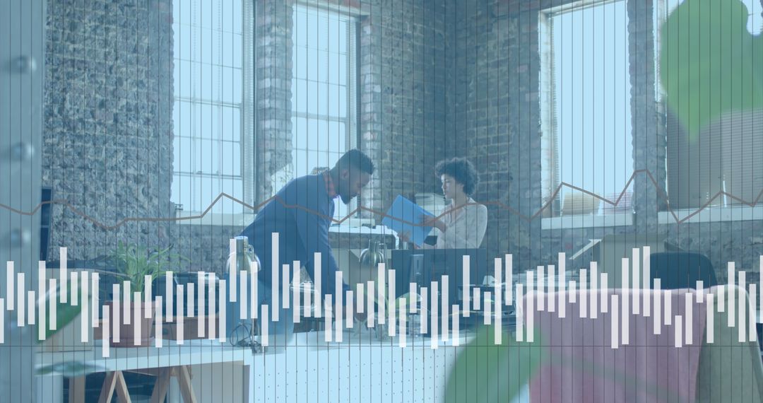 Financial Trends Overlay with Diverse Business Team Collaboration