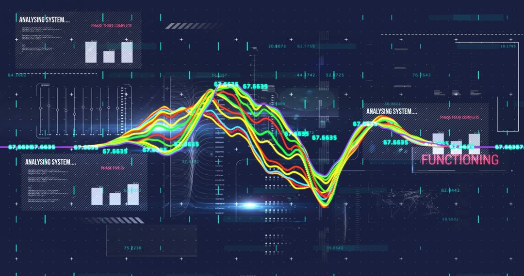 Futuristic Data Interface with Colorful Digital Lines