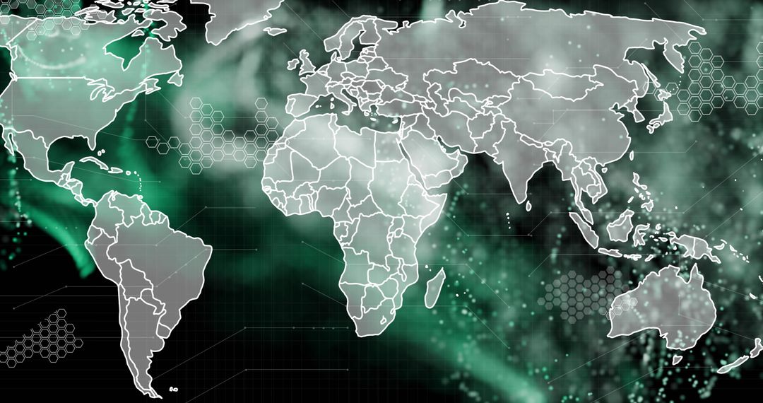 Global Network Connections Over World Map