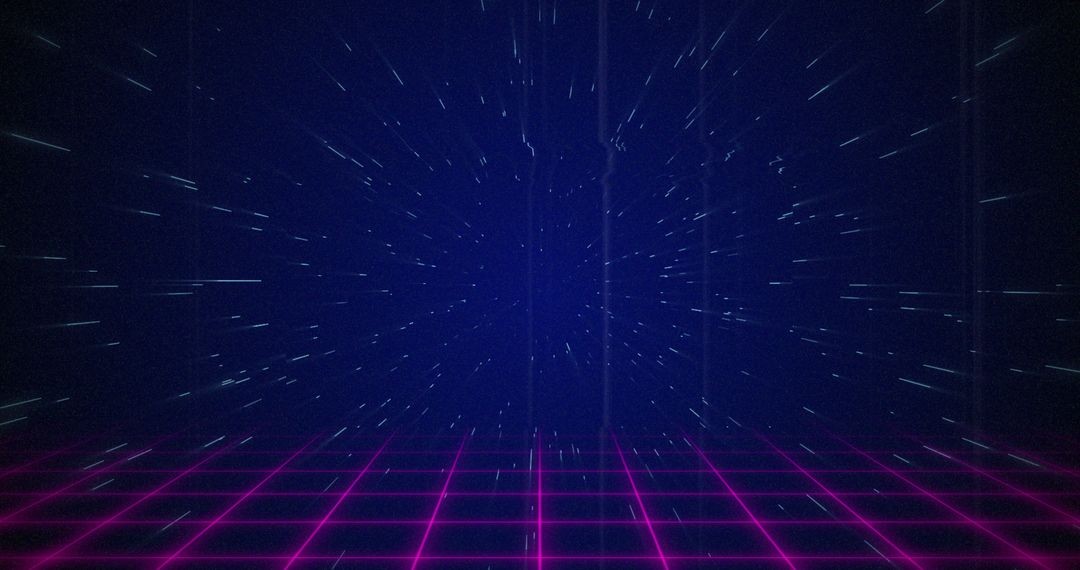 Futuristic Neon Grid into Deep Space Digital Art