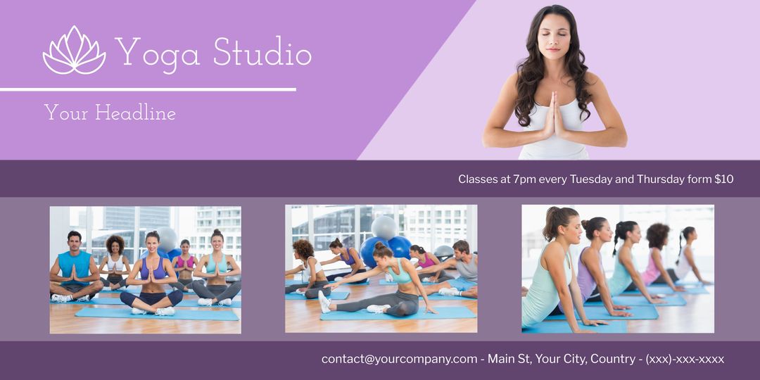 Yoga Studio Template with Peaceful Colors and Practitioners