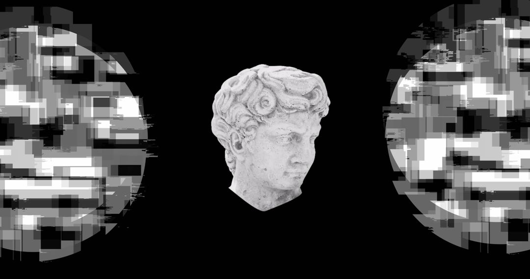 Modern Abstract Design with Antique Roman Sculpture on Black Background - Free Images, Stock Photos and Pictures on Pikwizard.com